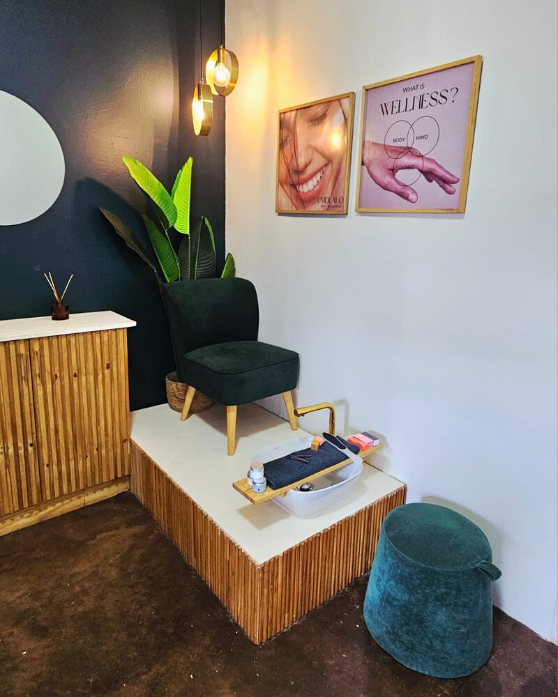 Manicure and pedicure station at the Umdlalo Wellness Spa